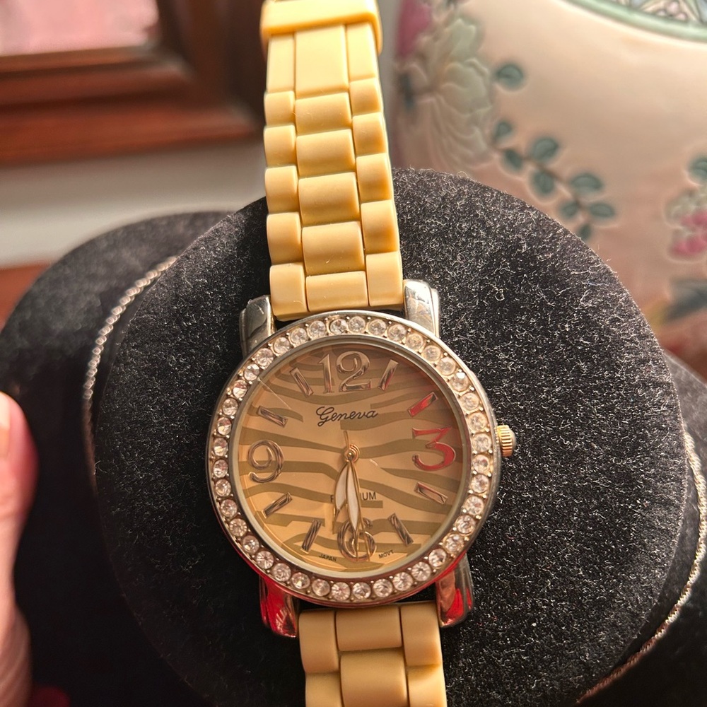 Geneva Platinum Women's Stainless Steel Quartz
Rhinestone Watch